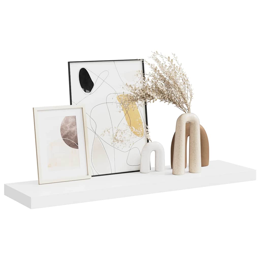 Floating Wall Shelf White 90x23.5x3.8 cm MDF