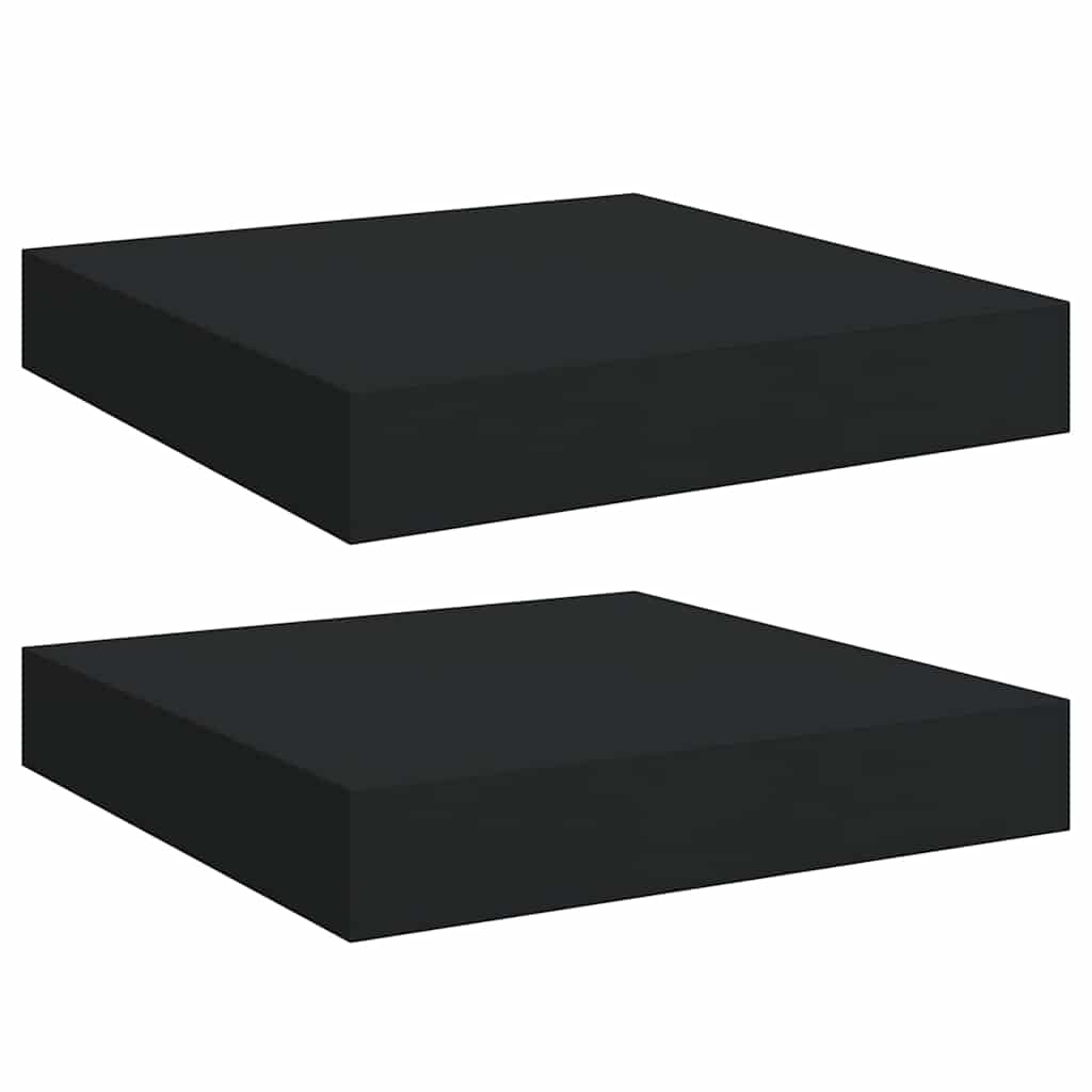 Floating Wall Shelves 2 pcs Black 23x23,5x3,8 cm MDF