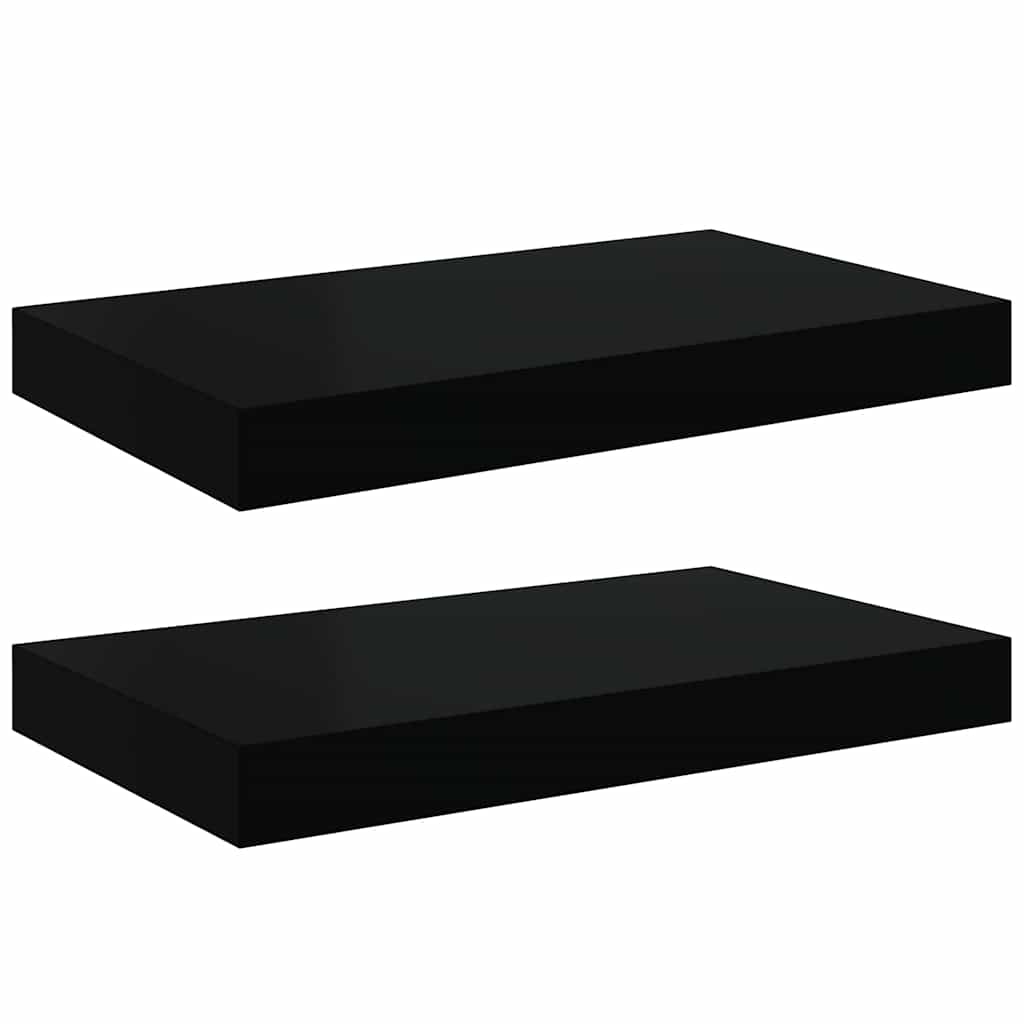 Floating Wall Shelves 2 pcs Black 40x23x3,8 cm MDF