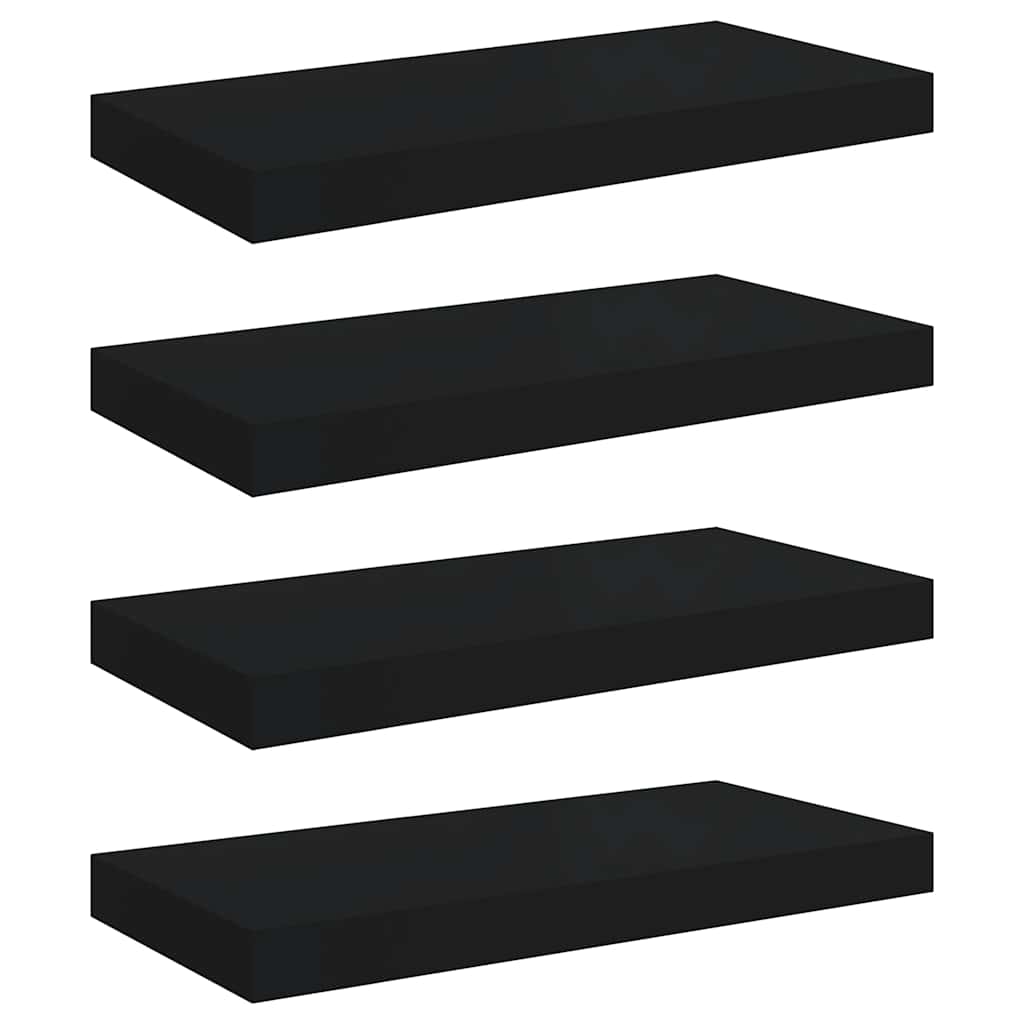 Floating Wall Shelves 4 pcs Black 50x23x3.8 cm MDF