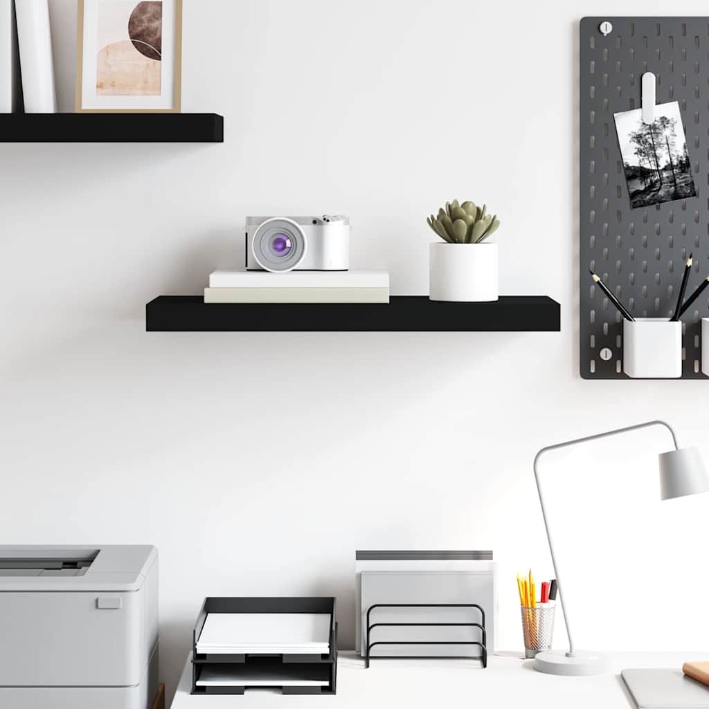 Floating Wall Shelf Black 60x23.5x3.8 cm MDF