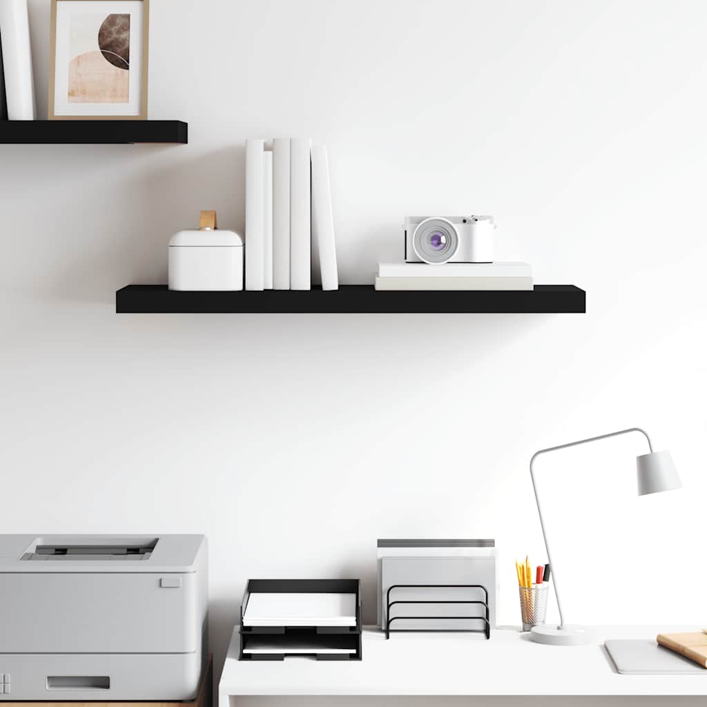 Floating Wall Shelf Black 80x23.5x3.8 cm MDF