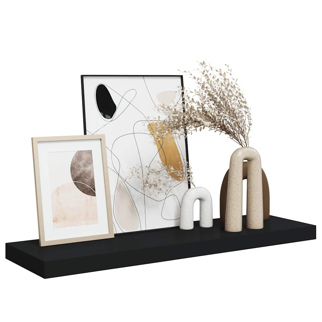 Floating Wall Shelf Black 80x23.5x3.8 cm MDF