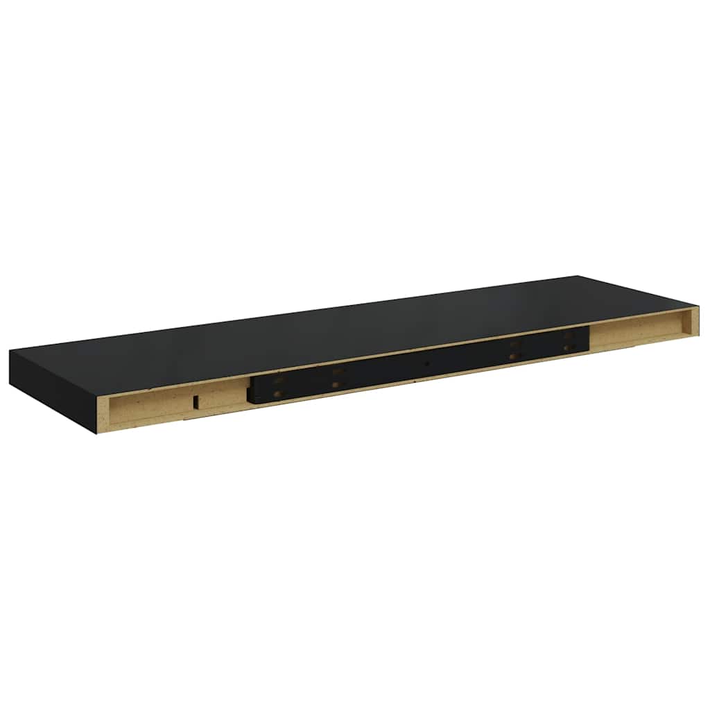 Floating Wall Shelf Black 80x23.5x3.8 cm MDF