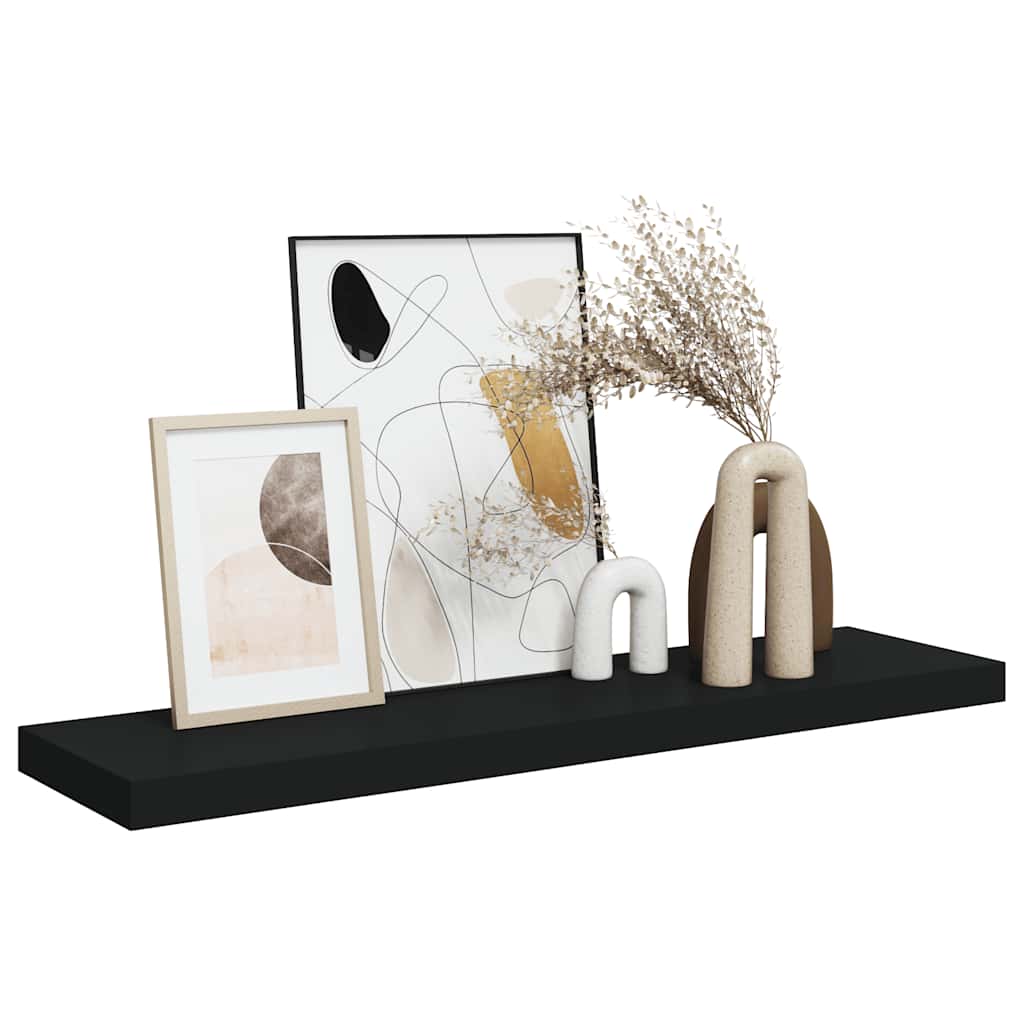 Floating Wall Shelf Black 90x23.5x3.8 cm MDF