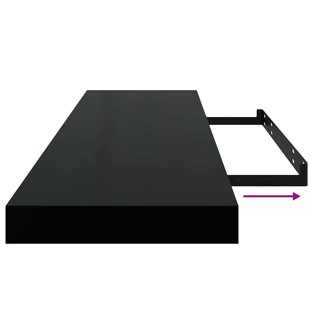Floating Wall Shelf Black 90x23.5x3.8 cm MDF