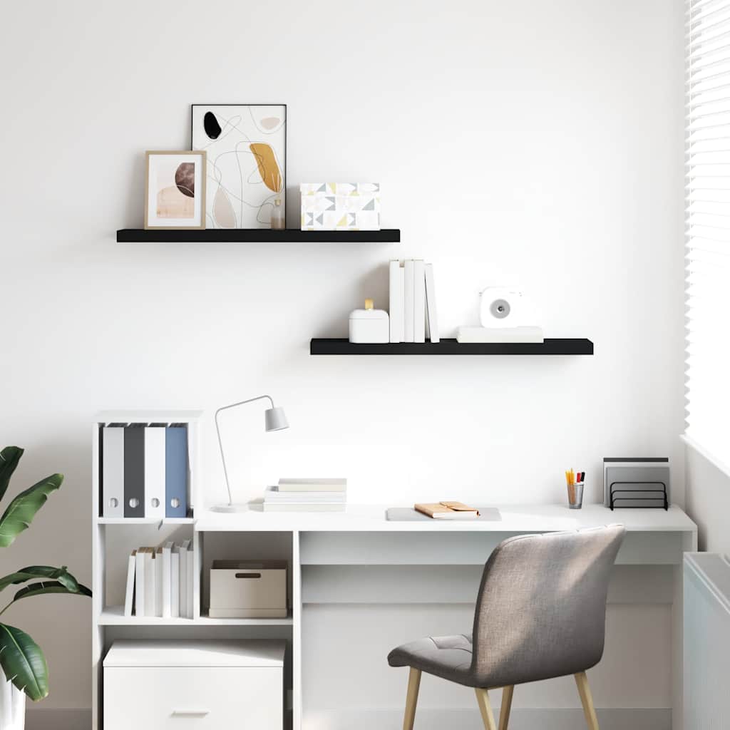 Floating Wall Shelves 2 pcs Black 90x23.5x3.8 cm MDF