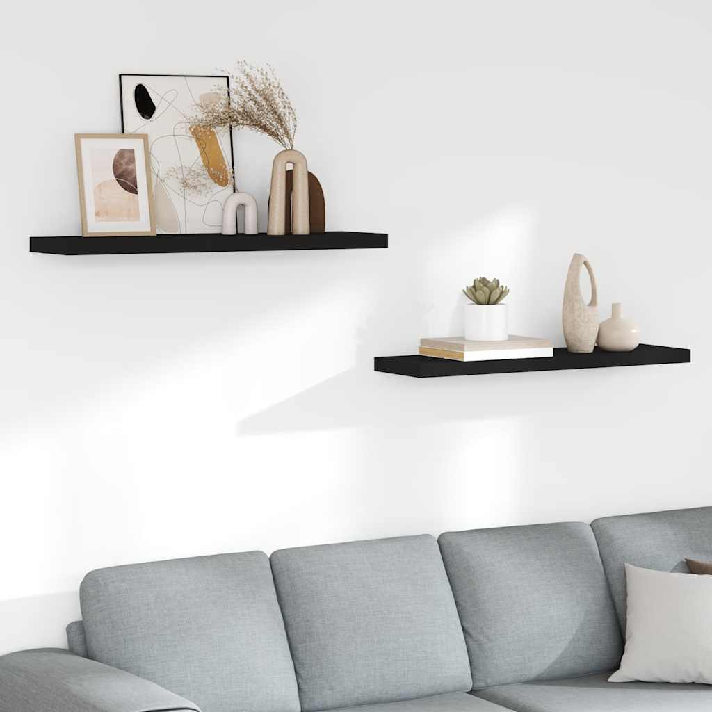 Floating Wall Shelves 2 pcs Black 90x23.5x3.8 cm MDF