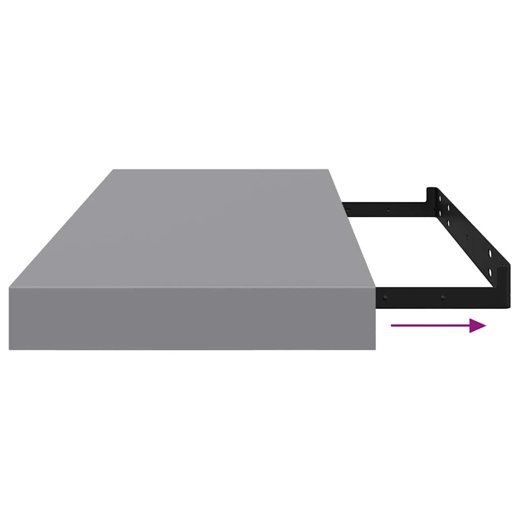Floating Wall Shelf Grey 60x23.5x3.8 cm MDF