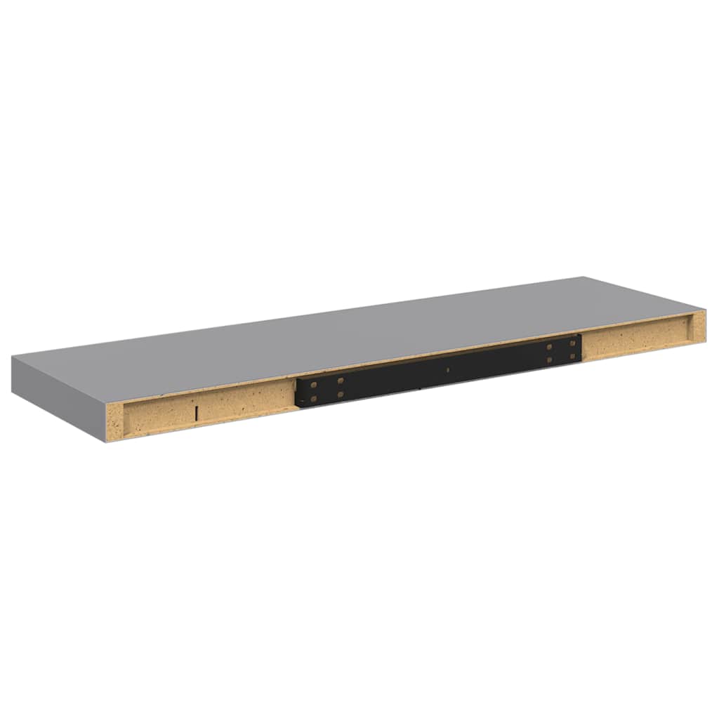 Floating Wall Shelves 2 pcs Grey 80x23.5x3.8 cm MDF