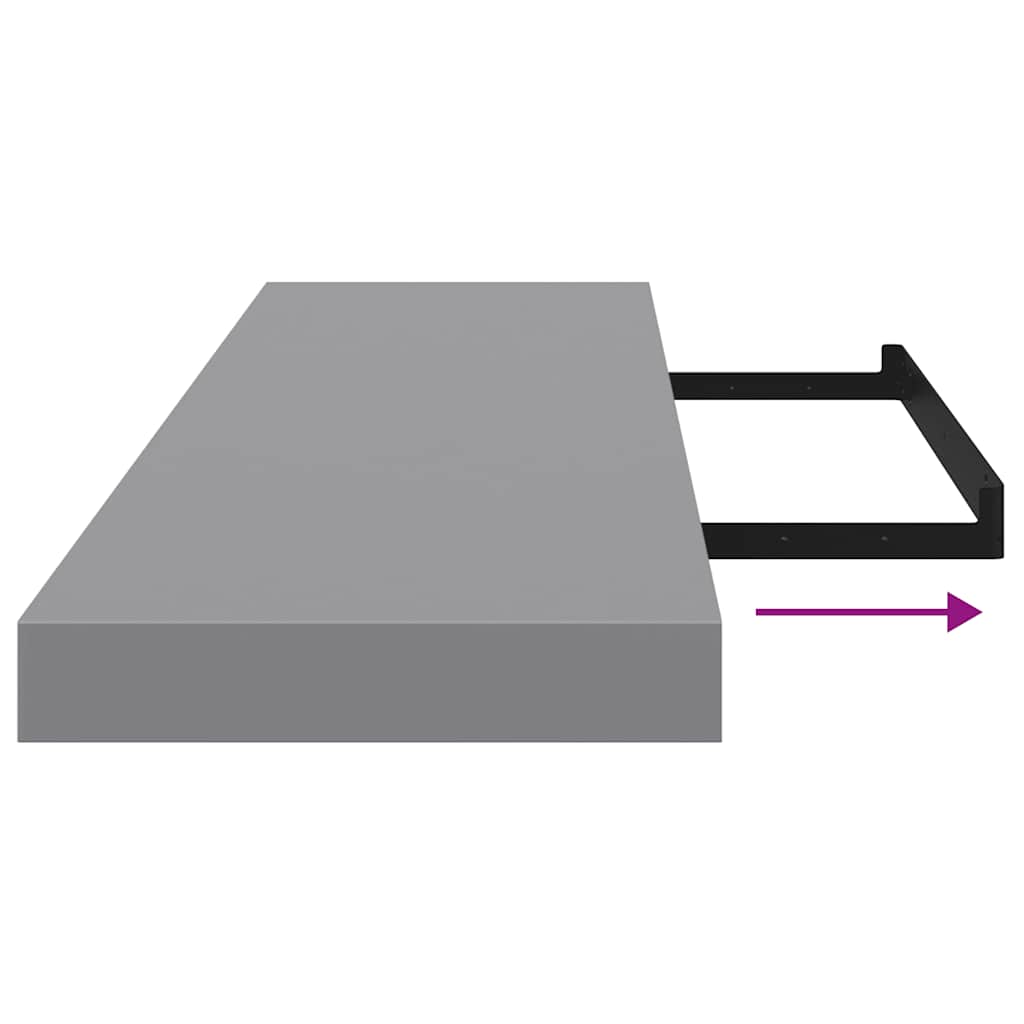 Floating Wall Shelf Grey 90x23.5x3.8 cm MDF