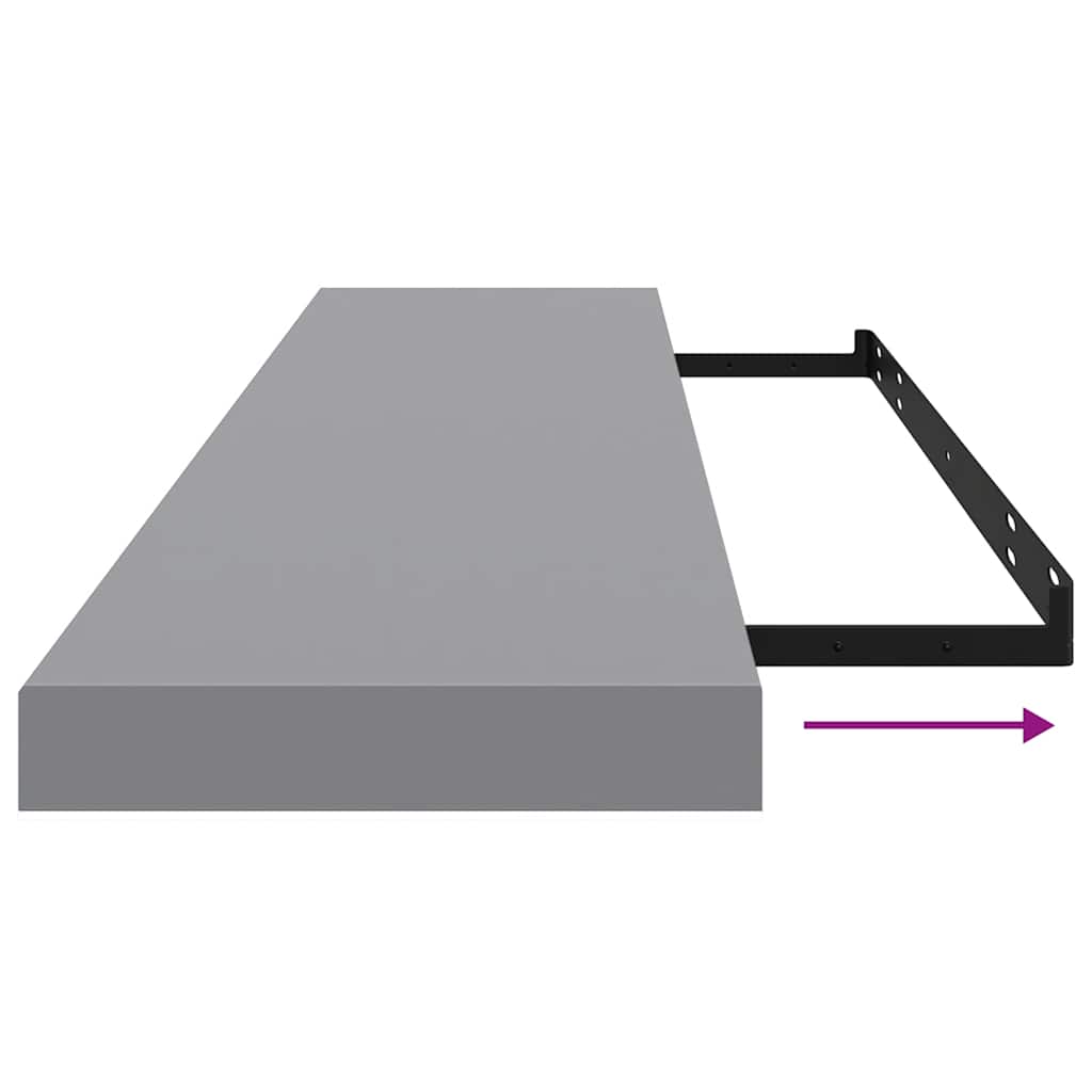 Floating Wall Shelves 2 pcs Grey 120x23.5x3.8 cm MDF