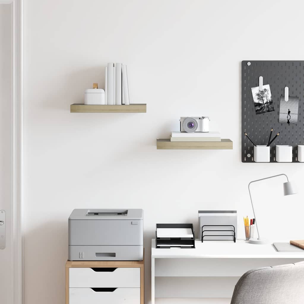 Floating Wall Shelves 2 pcs Oak 40x23x3,8 cm MDF