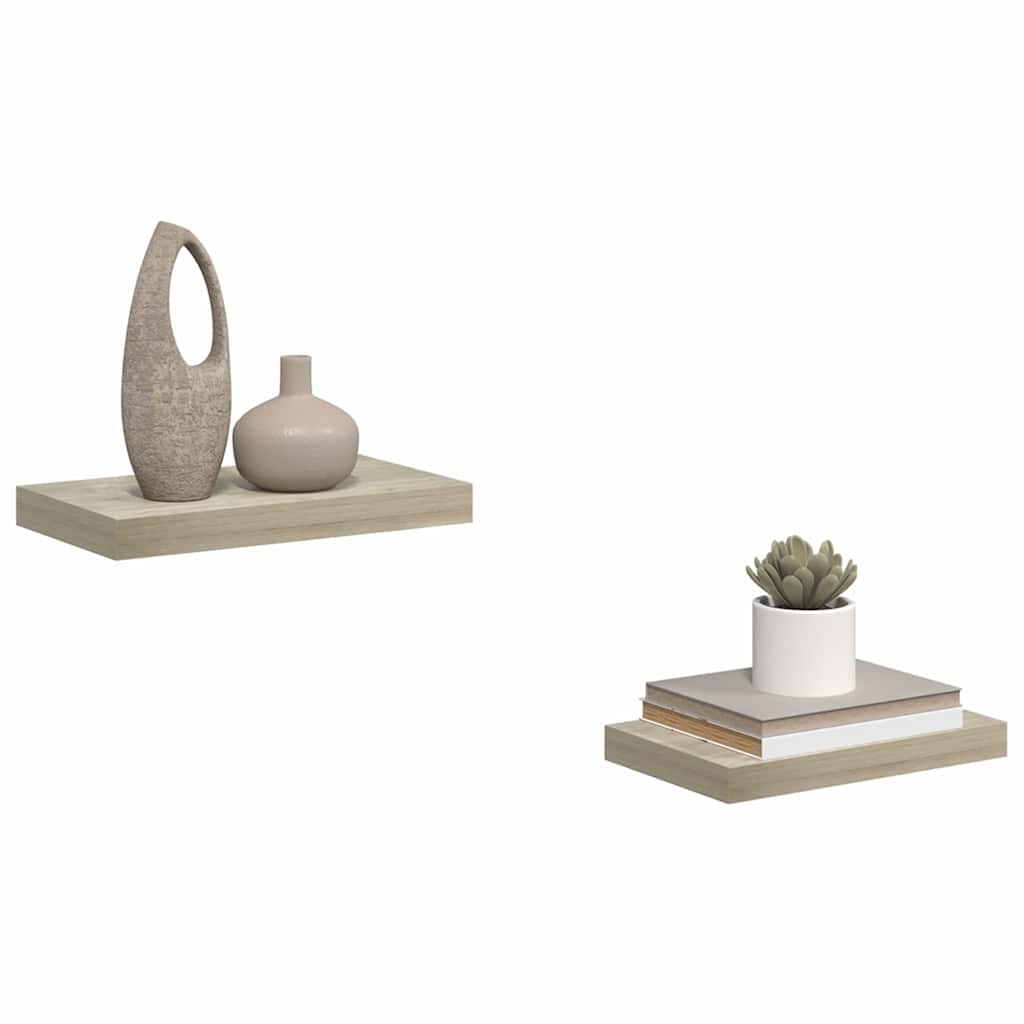 Floating Wall Shelves 2 pcs Oak 40x23x3,8 cm MDF