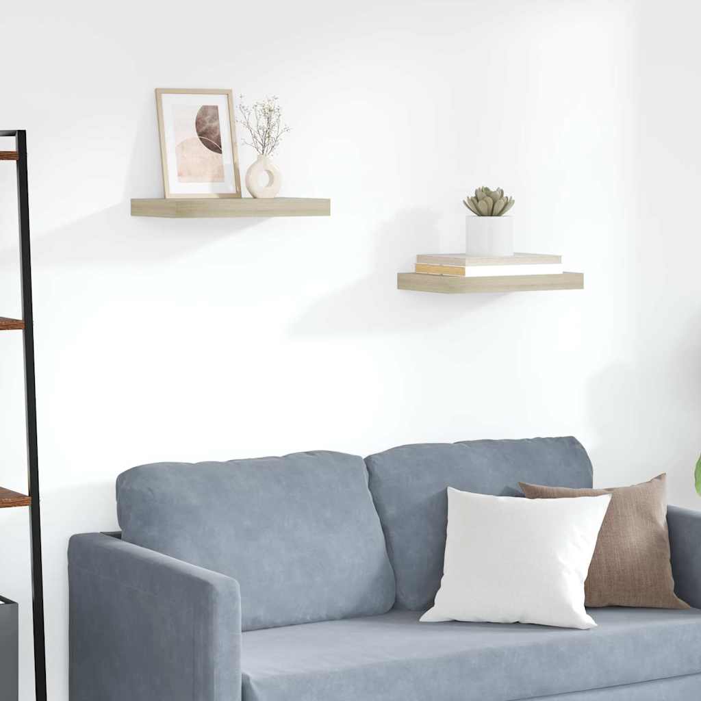 Floating Wall Shelves 2 pcs Oak 40x23x3,8 cm MDF