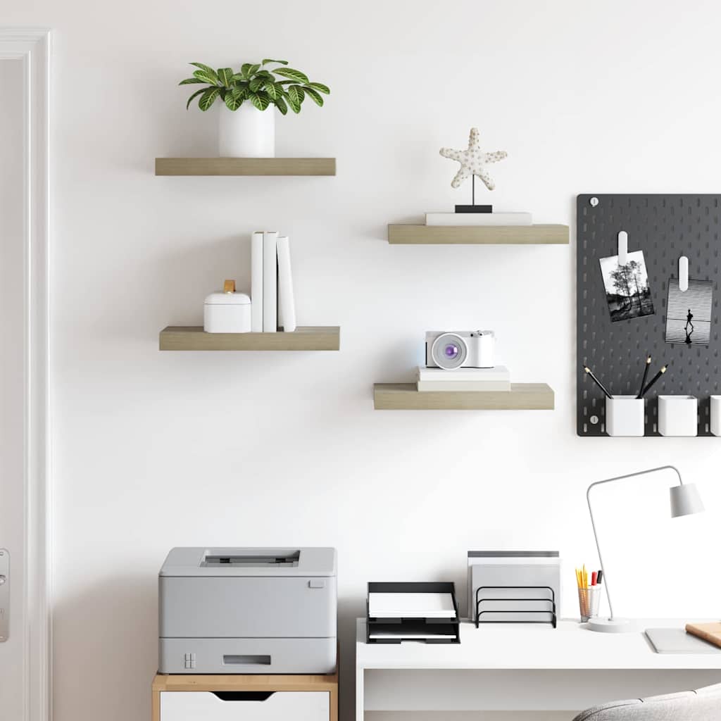 Floating Wall Shelves 4 pcs Oak 40x23x3,8 cm MDF