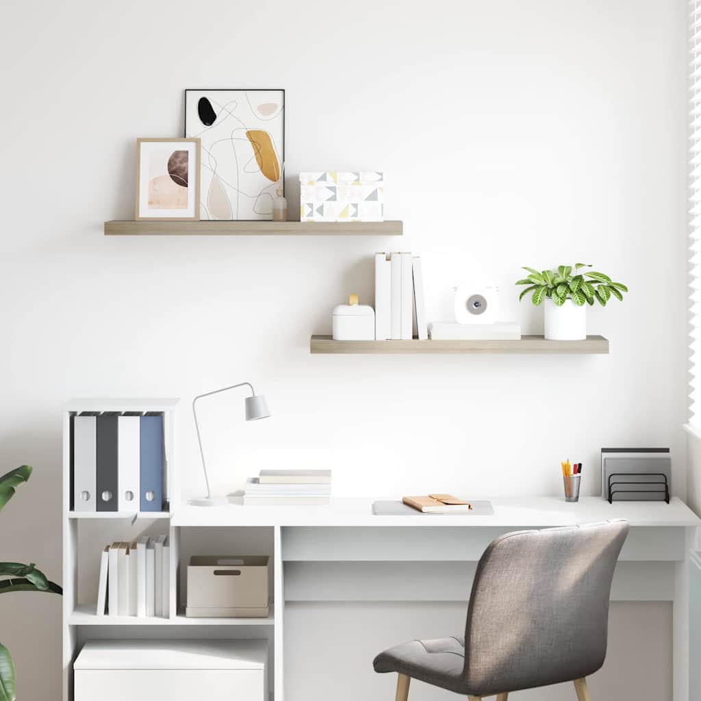 Floating Wall Shelves 2 pcs Oak 90x23,5x3,8 cm MDF