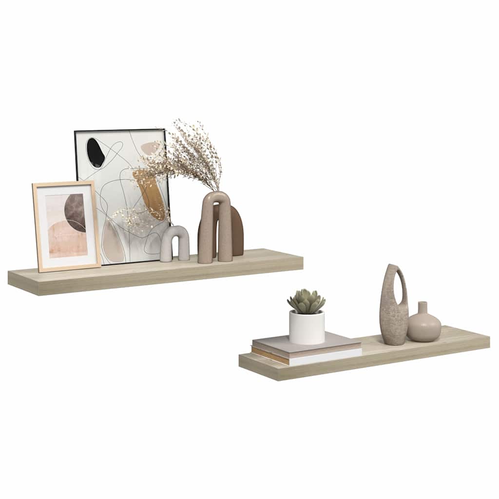 Floating Wall Shelves 2 pcs Oak 90x23,5x3,8 cm MDF