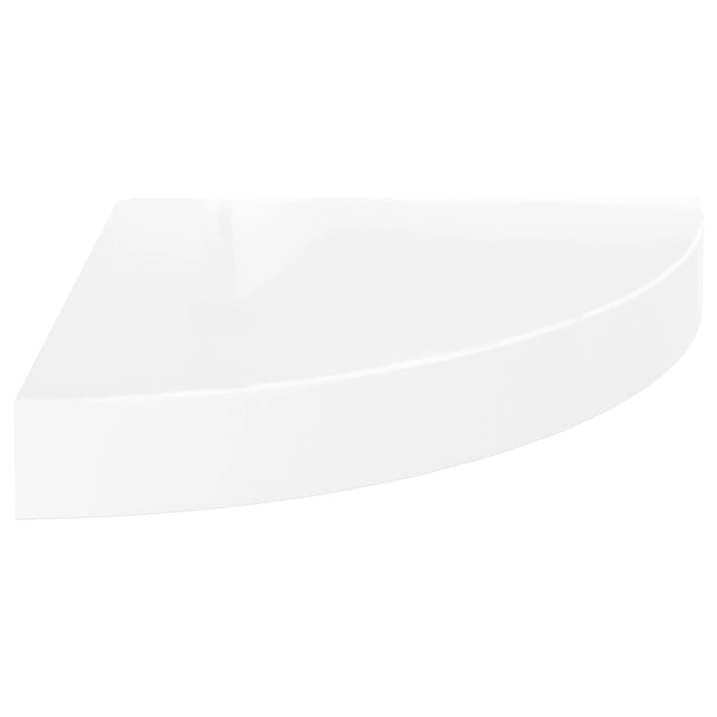 Floating Corner Shelves 2 pcs High Gloss White 25x25x3.8 cm MDF