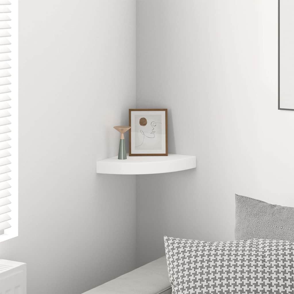 Floating Corner Shelf White 25x25x3.8 cm MDF