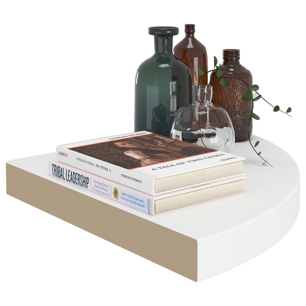 Floating Corner Shelves 2 pcs White 35x35x3.8 cm MDF