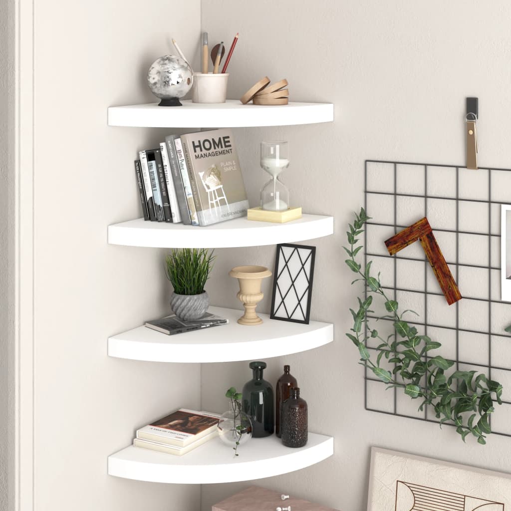 Floating Corner Shelves 4 pcs White 35x35x3.8 cm MDF