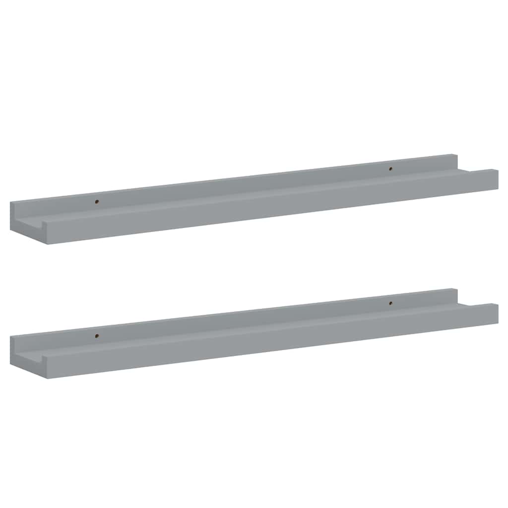 Picture Frame Ledge Shelves 2 pcs Grey 60x9x3 cm MDF