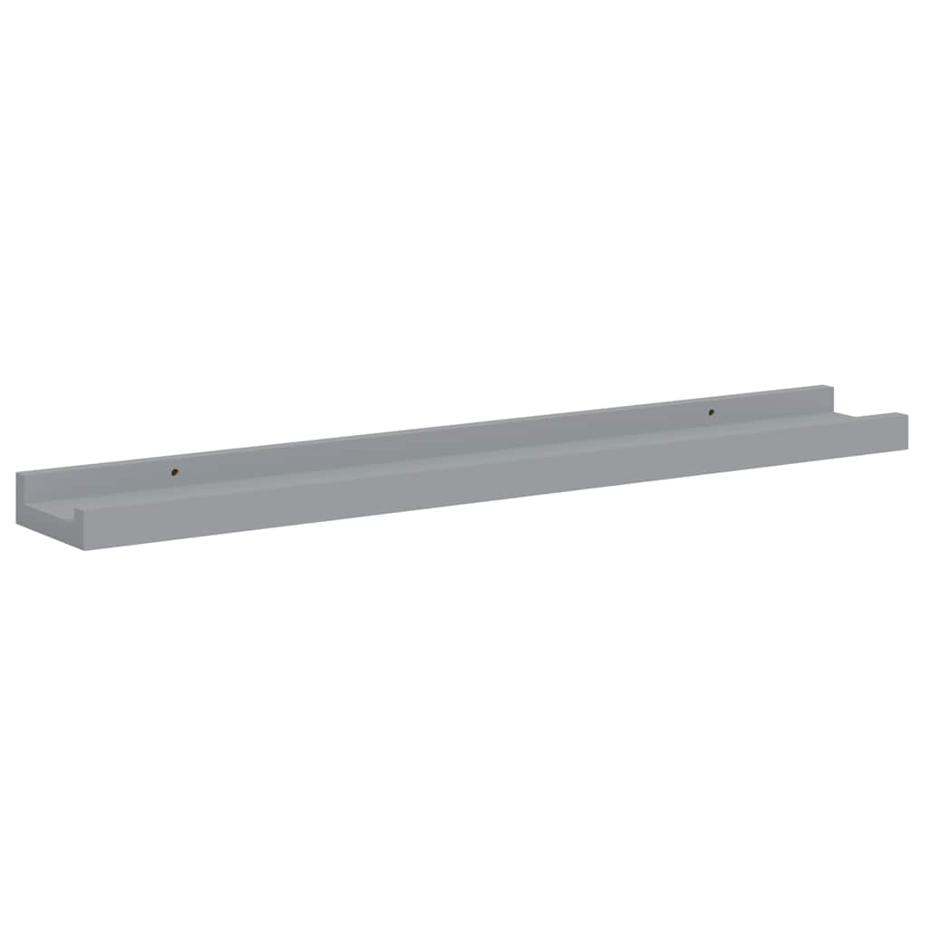 Picture Frame Ledge Shelves 2 pcs Grey 60x9x3 cm MDF
