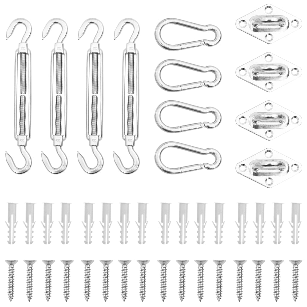 12 Piece Sunshade Sail Accessory Set Stainless Steel