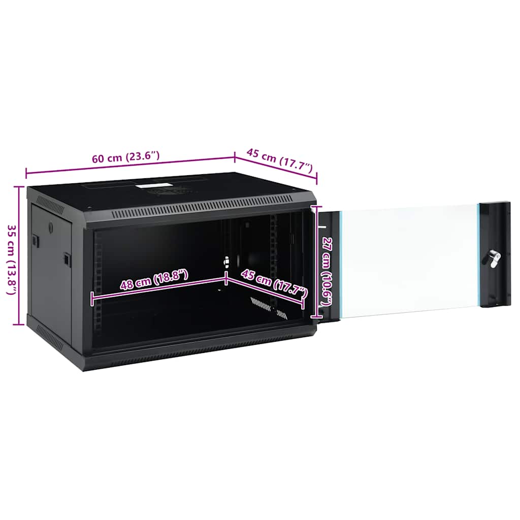6U Wall Mounted Network Cabinet 19" IP20 600x450x350 mm