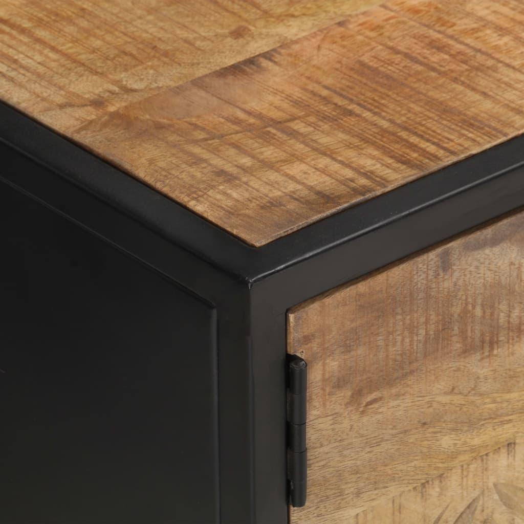 TV Cabinet with Carved Door 130x30x40 cm Rough Mango Wood