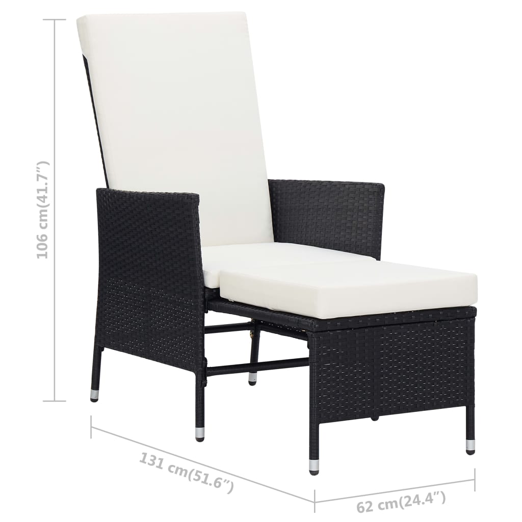 2 Piece Garden Lounge Set with Cushions Poly Rattan Black