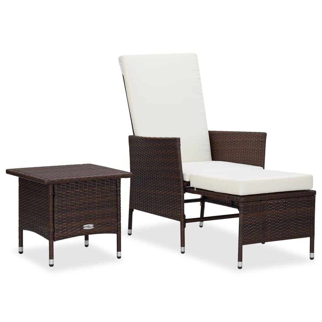 2 Piece Garden Lounge Set with Cushions Poly Rattan Brown