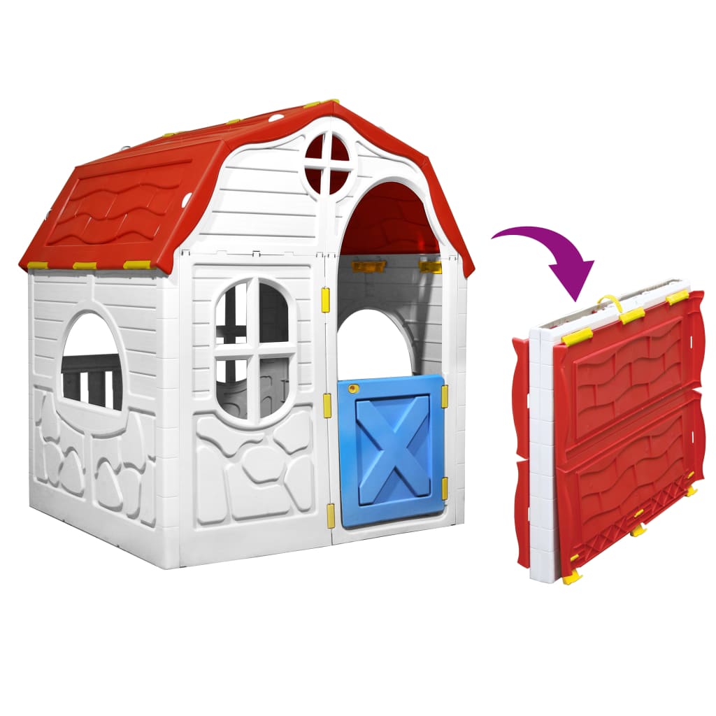 Kids Foldable Playhouse with Working Door and Windows