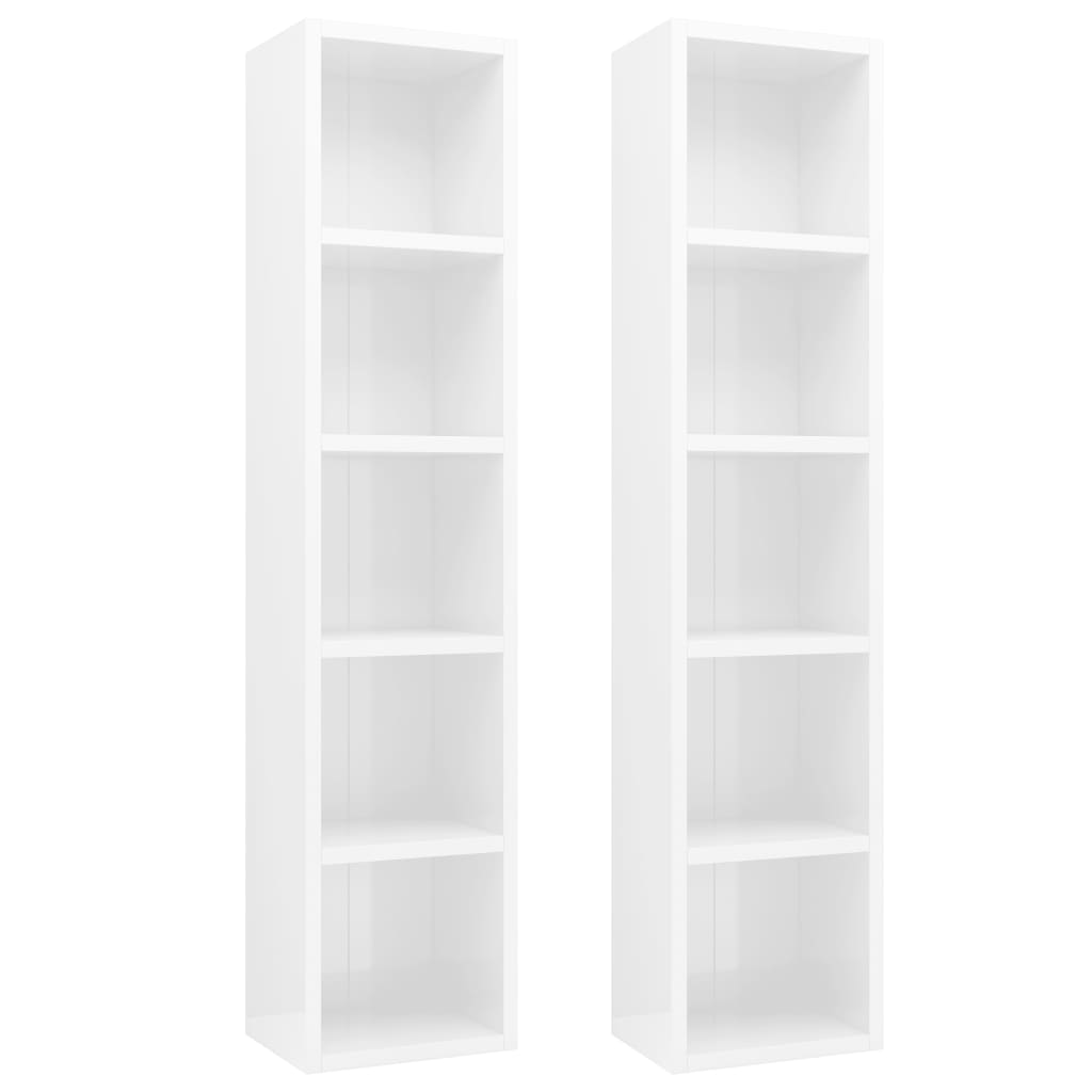 CD Cabinets 2 pcs High Gloss White 21x16x93.5 cm Engineered Wood