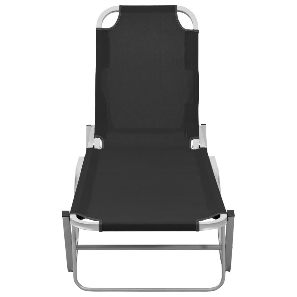 Sun Lounger Aluminium and Textilene Black