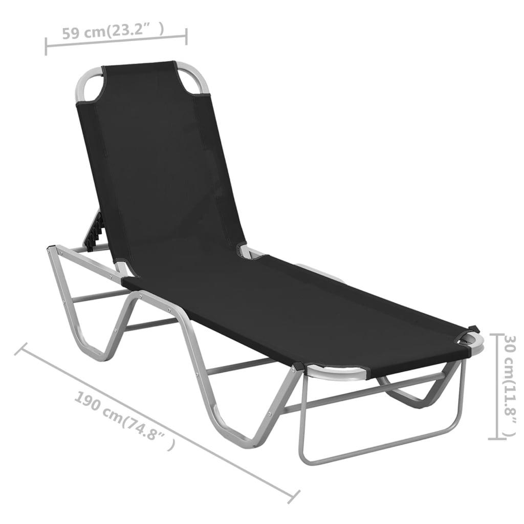 Sun Lounger Aluminium and Textilene Black