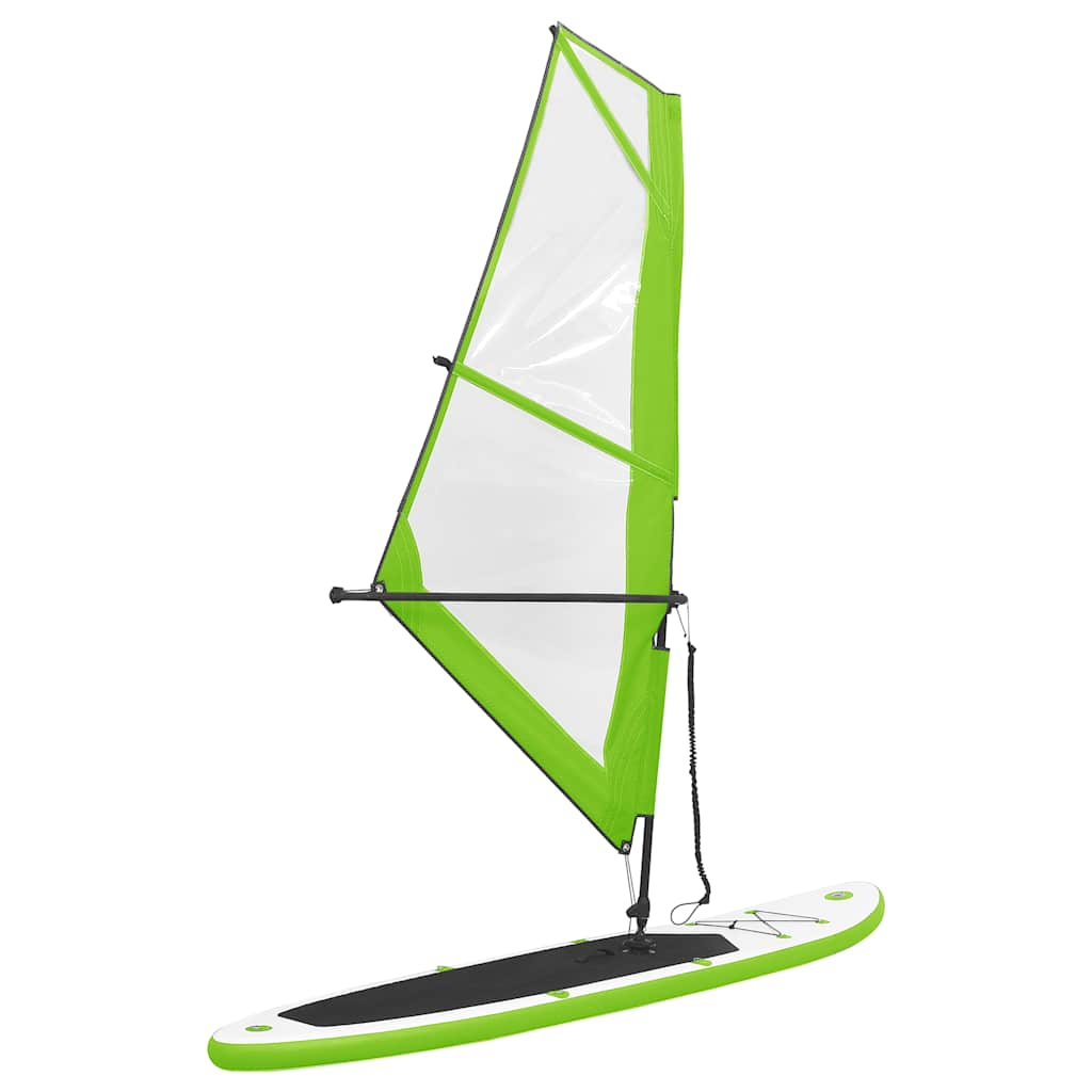 Inflatable Stand Up Paddleboard with Sail Set Green and White