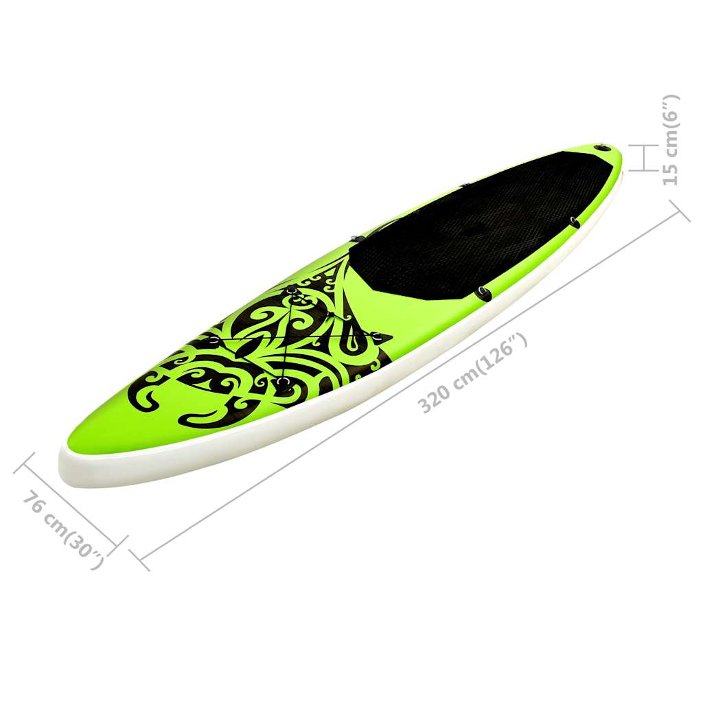 Inflatable Stand Up Paddleboard Set 320x76x15 cm Green