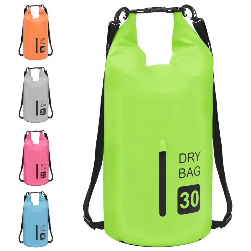 Dry Bag with Zipper Green 30 L PVC