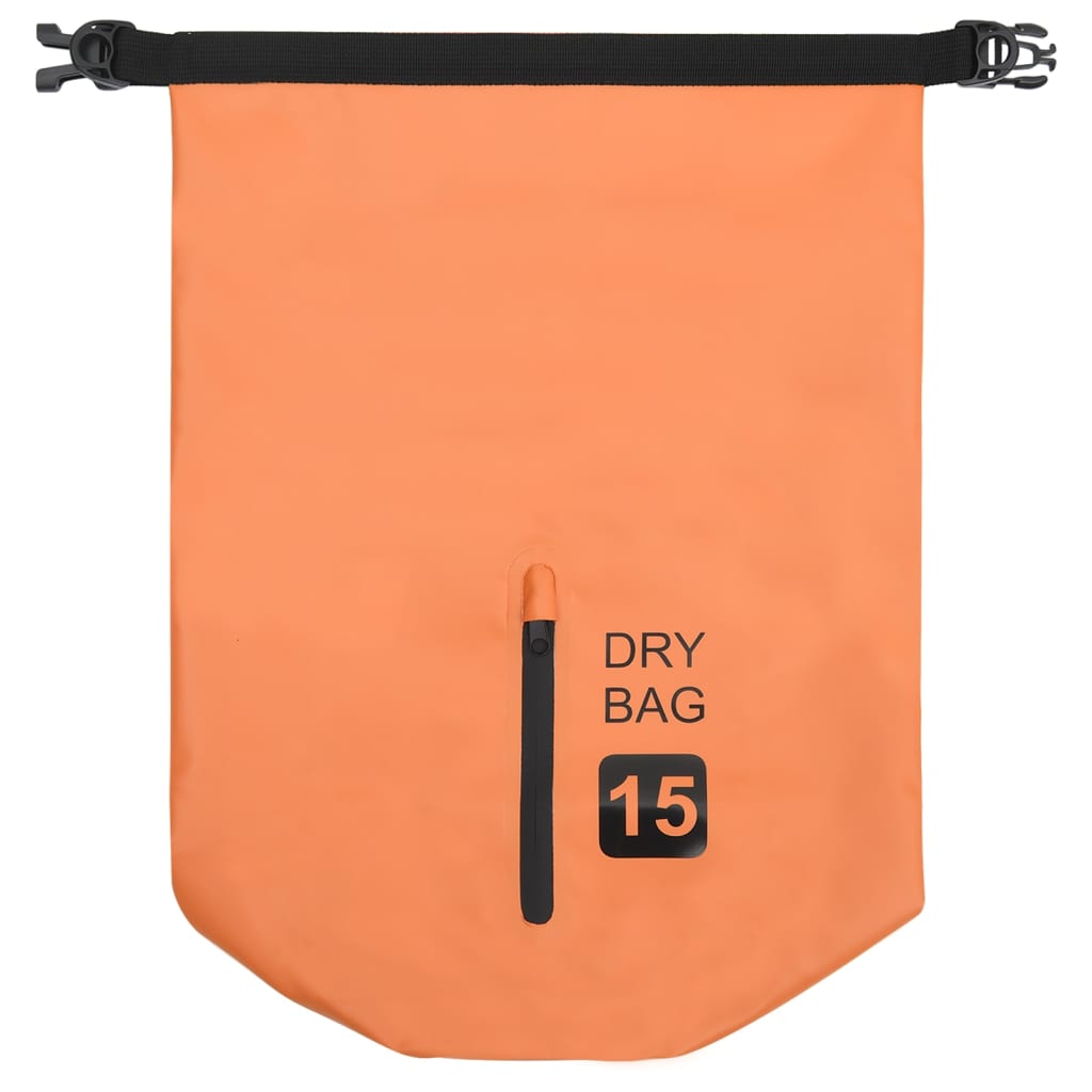 Dry Bag with Zipper Orange 15 L PVC