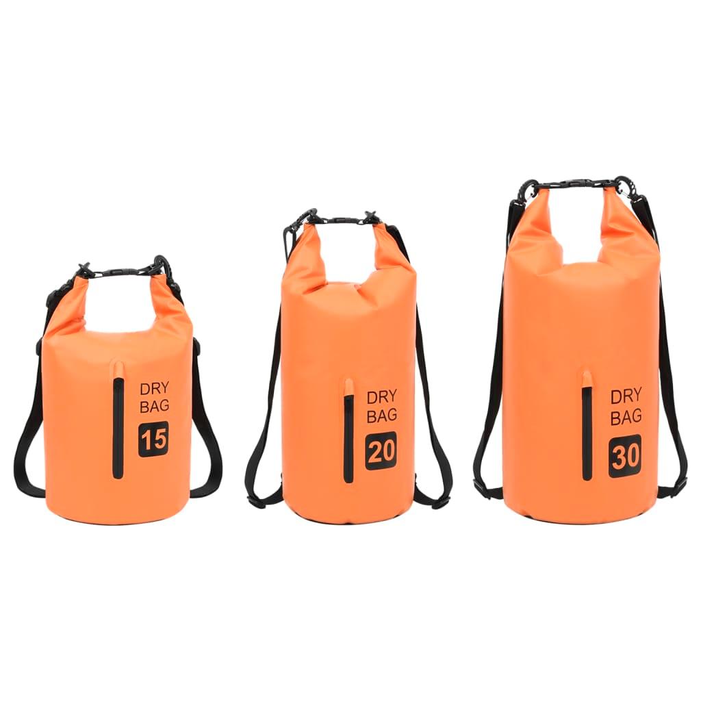 Dry Bag with Zipper Orange 20 L PVC