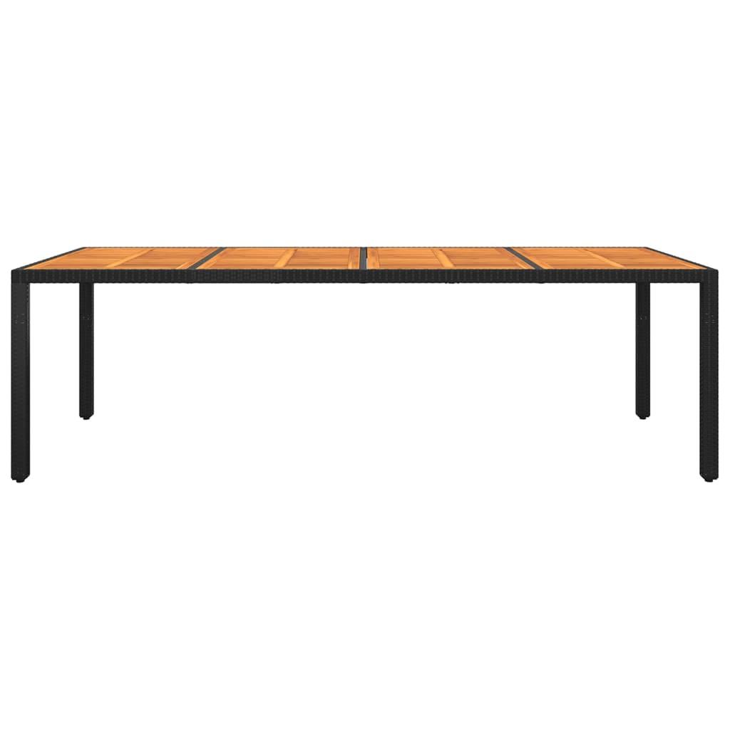 Garden Table 250x100x75 cm Acacia Wood and Poly Rattan Black
