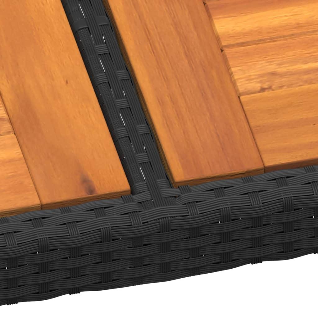 Garden Table 250x100x75 cm Acacia Wood and Poly Rattan Black