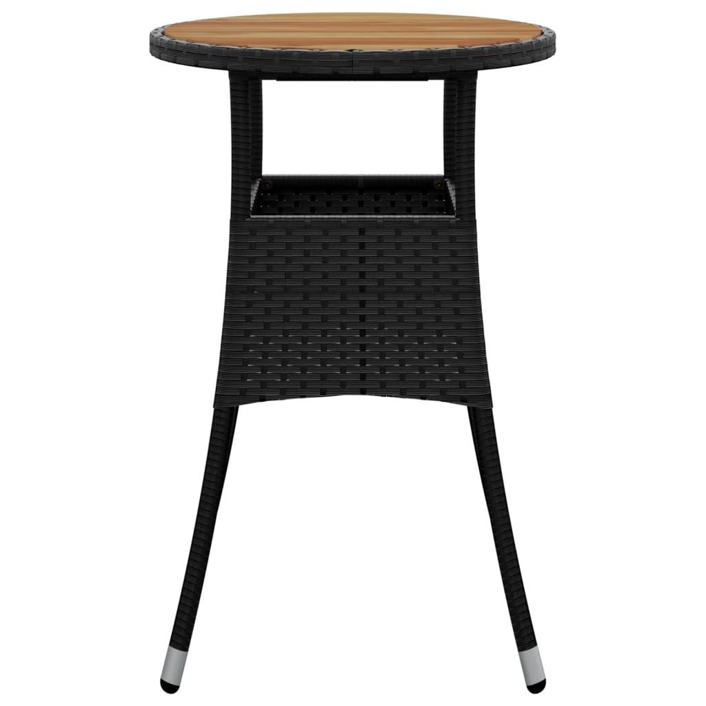 Garden Table Ø60x75 cm Acacia Wood and Poly Rattan Black