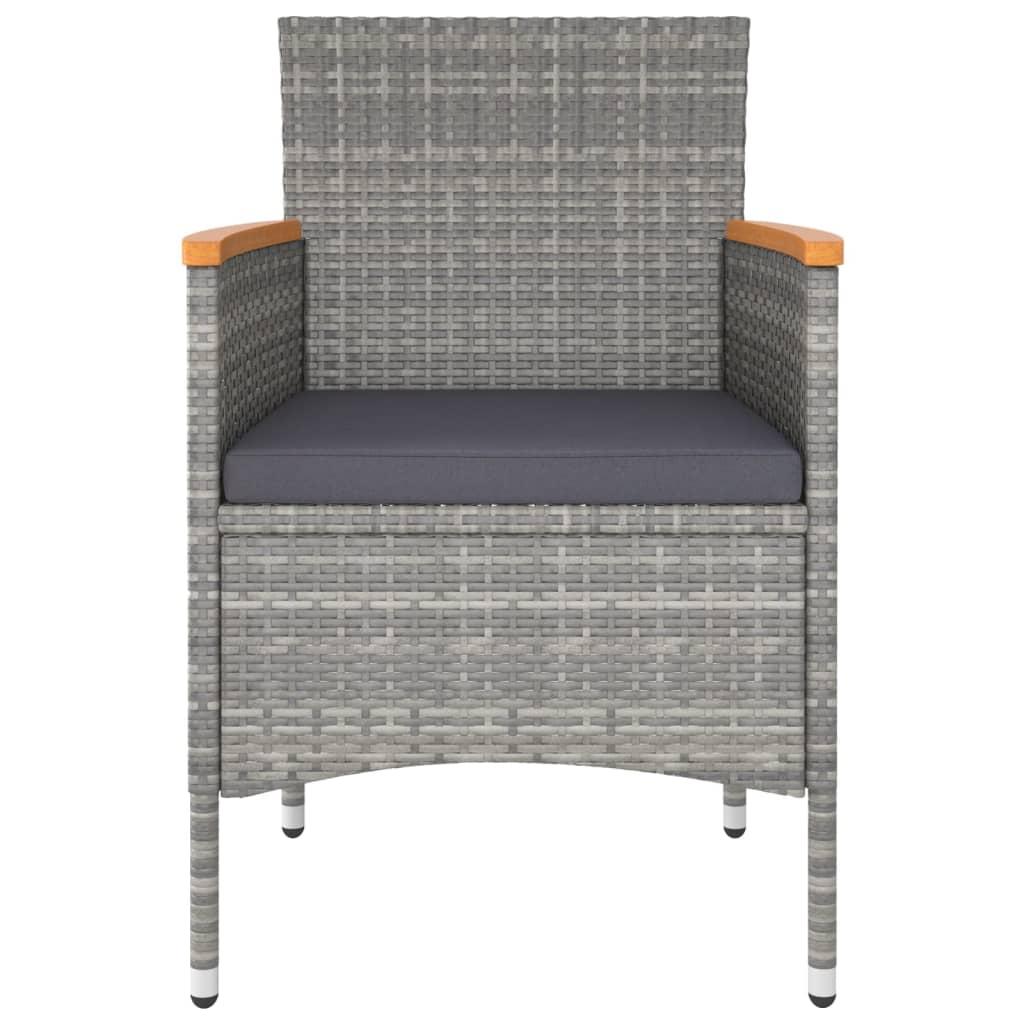 4 Piece Garden Chair and Stool Set Poly Rattan Grey