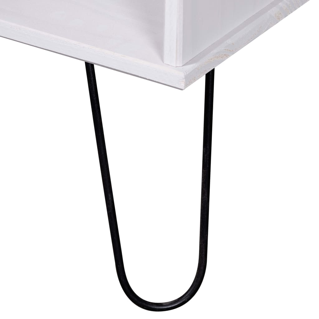 Coffee Table "New York" White and Light Wood Solid Pine Wood