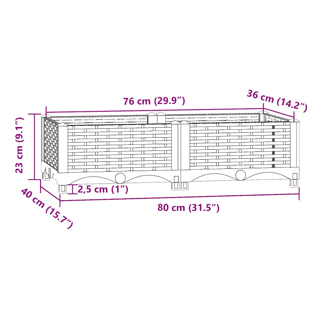 Raised Bed 80x40x23 cm Polypropylene