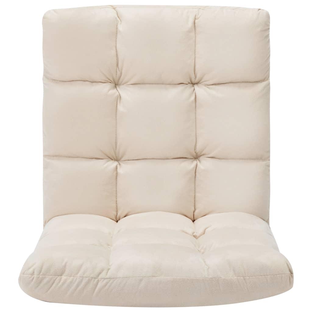 Folding Floor Chair Cream Microfibre