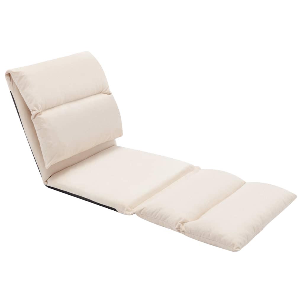 Folding Floor Chair Cream Microfibre